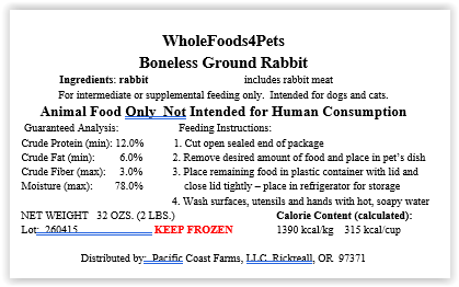 WFP Ground Rabbit Boneless