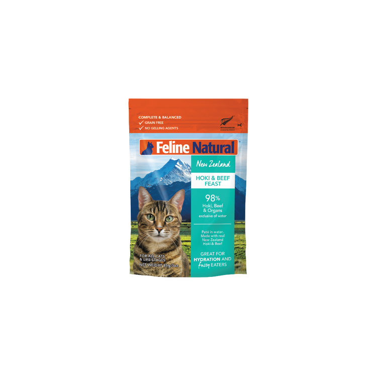 Feline Nat Pouch Beef Feast 3oz 12pk