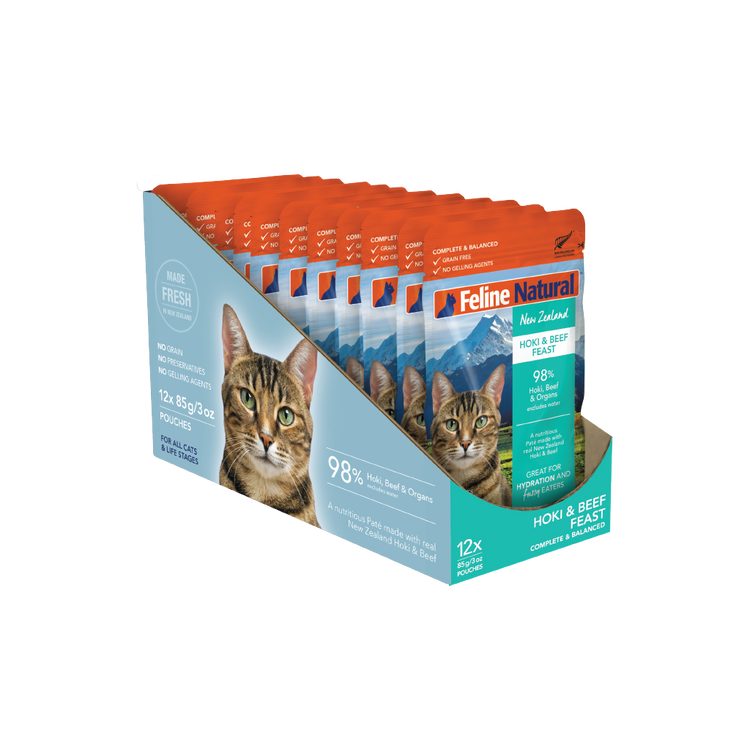 Feline Nat Pouch Beef Feast 3oz 12pk