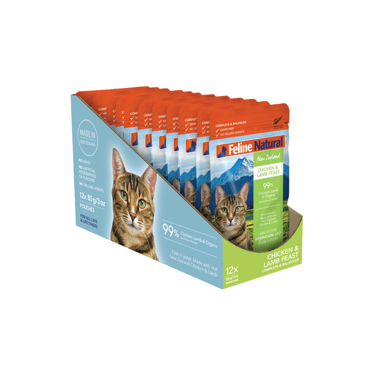 Feline Nat Pouch Chicken & Lamb Feast 3oz 12pk