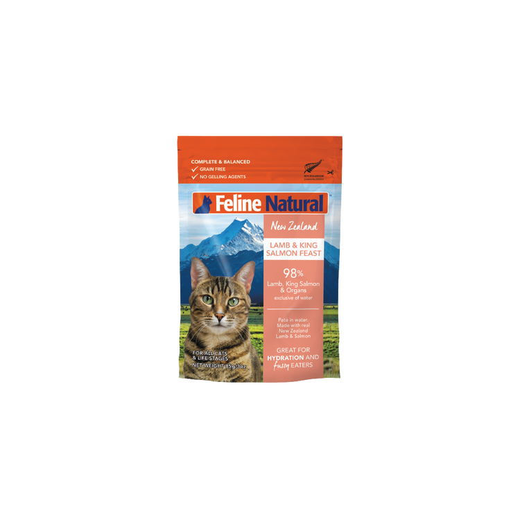 Feline Nat Pouch Lamb & Salmon Feast 3oz 12pk