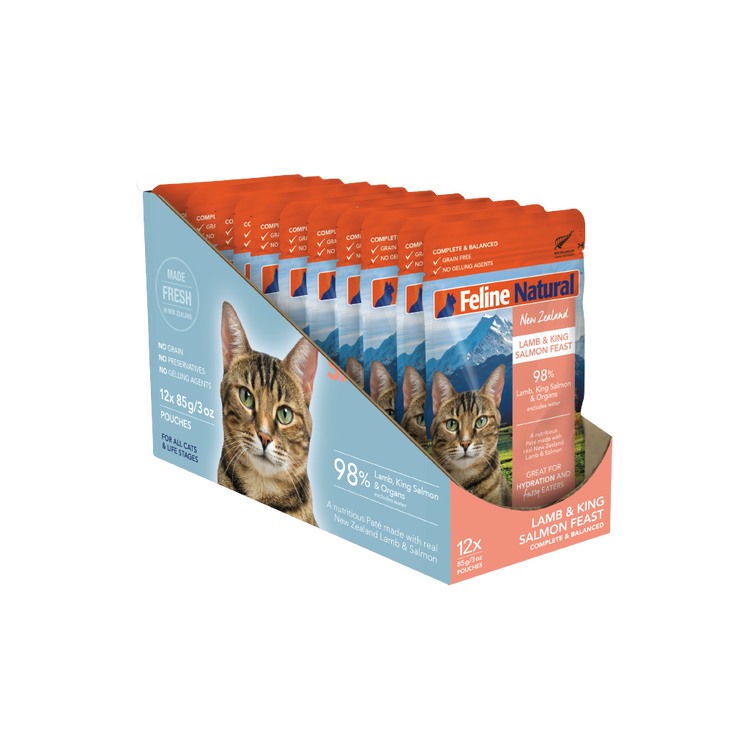 Feline Nat Pouch Lamb & Salmon Feast 3oz 12pk