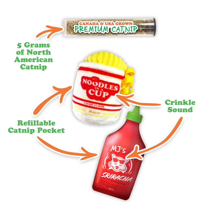 MEOW Toy Get Noodly Noodles & Sriracha