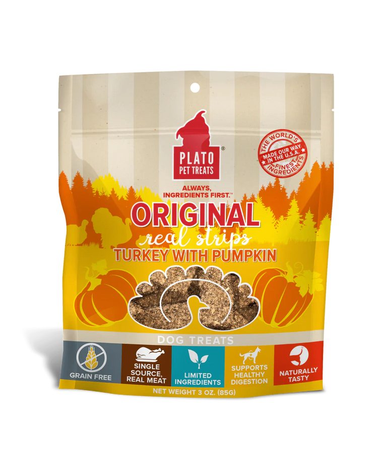 Plato Strips Grain Free Turkey Pumpkin (Preorder October Delivery)