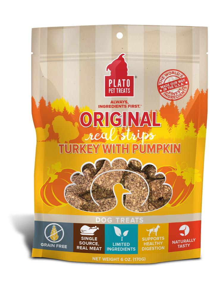 Plato Strips Grain Free Turkey Pumpkin (Preorder October Delivery)