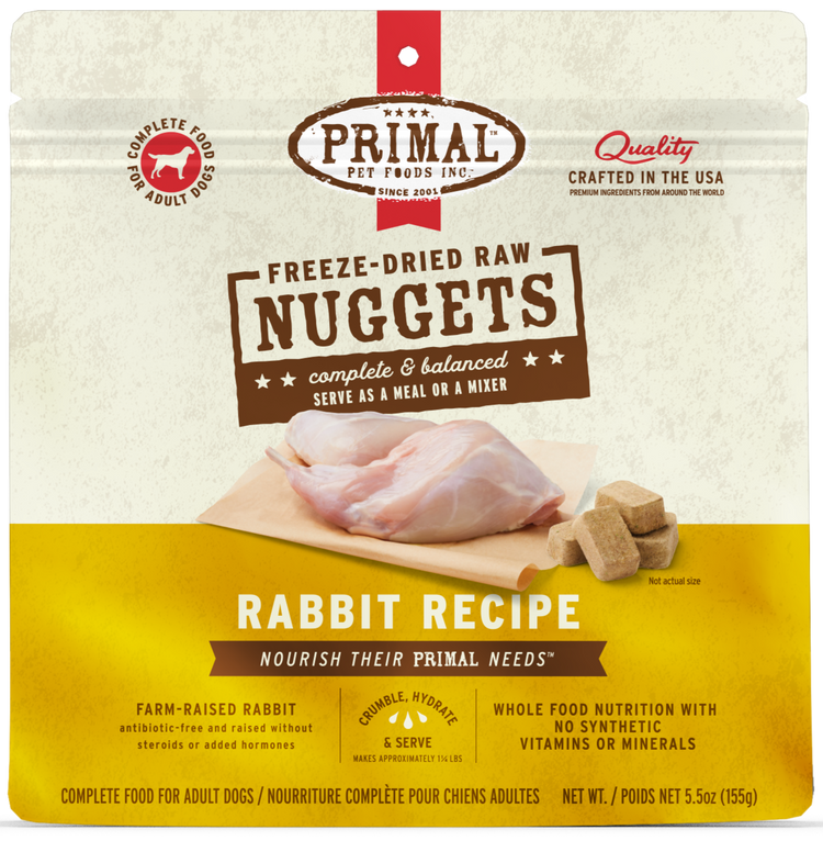 PRIMAL Freeze Dried Nuggets Rabbit (Preorder October Delivery)