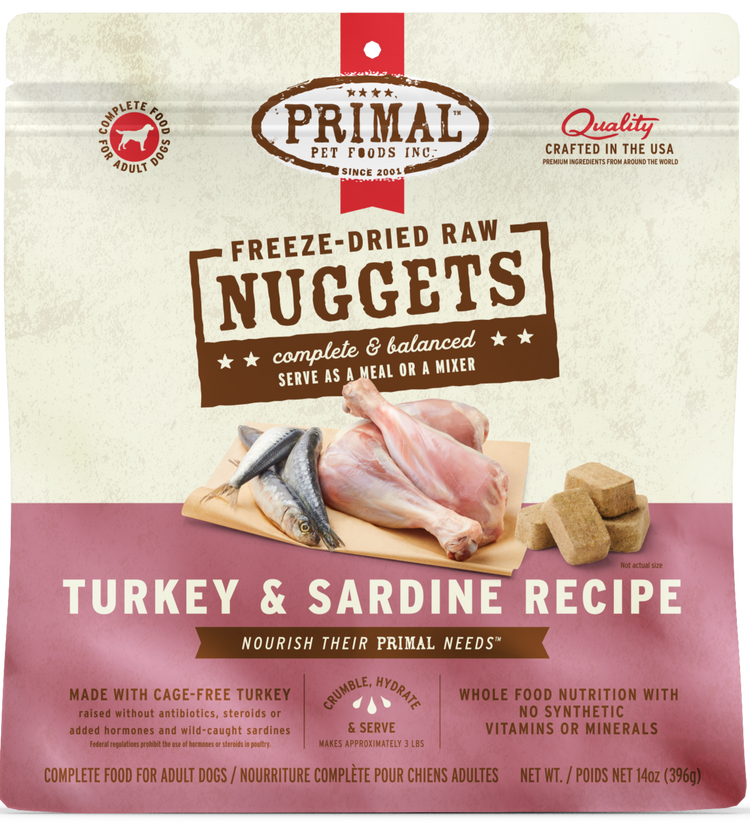 PRIMAL Freeze Dried Nuggets Turkey & Sardine (Preorder October Delivery)