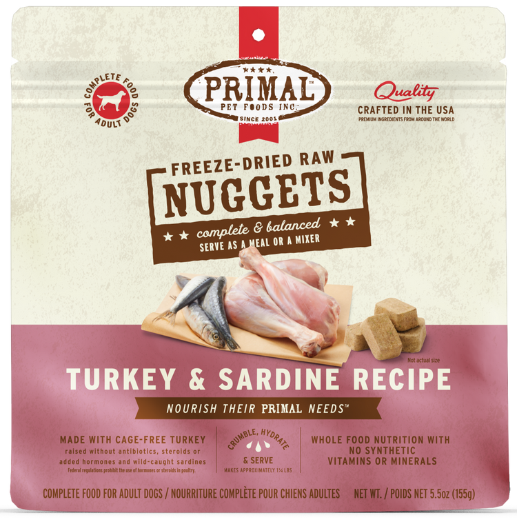 PRIMAL Freeze Dried Nuggets Turkey & Sardine (Preorder October Delivery)