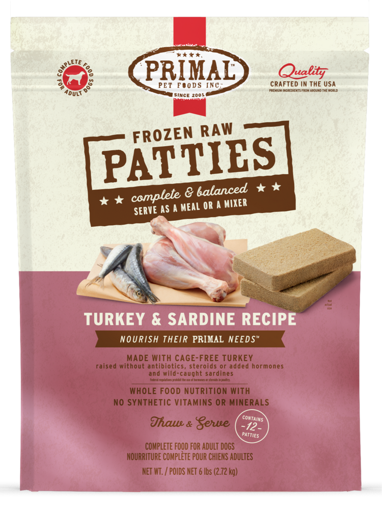 PRIMAL Frozen Turkey & Sardine Recipe (PRE ORDER JULY DELIVERY)