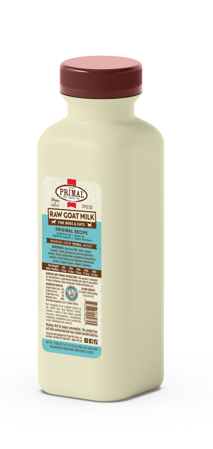 PRIMAL Frozen Goat Milk (PRE ORDER JULY DELIVERY)