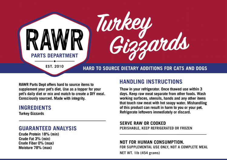 RAWR Turkey Gizzard 1# (PRE ORDER JUNE DELIVERY)