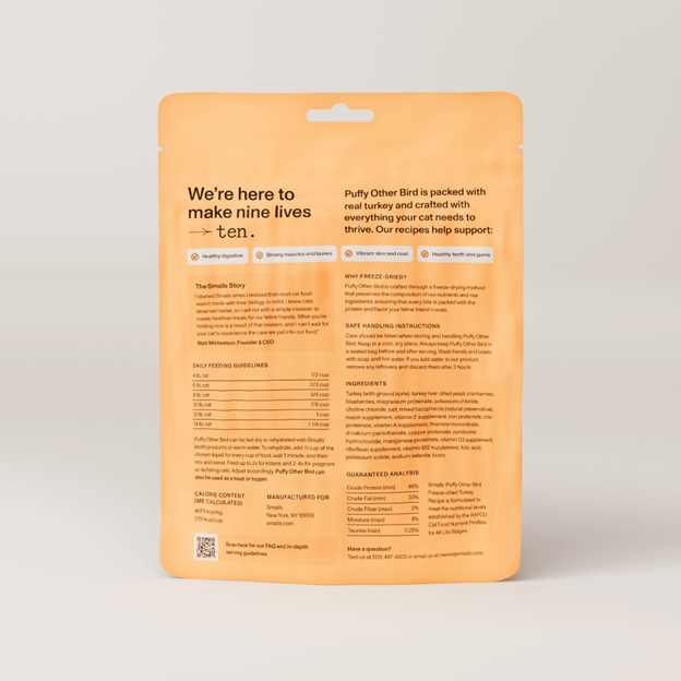 SMALLS Freeze Dried Turkey (Preorder October Delivery)