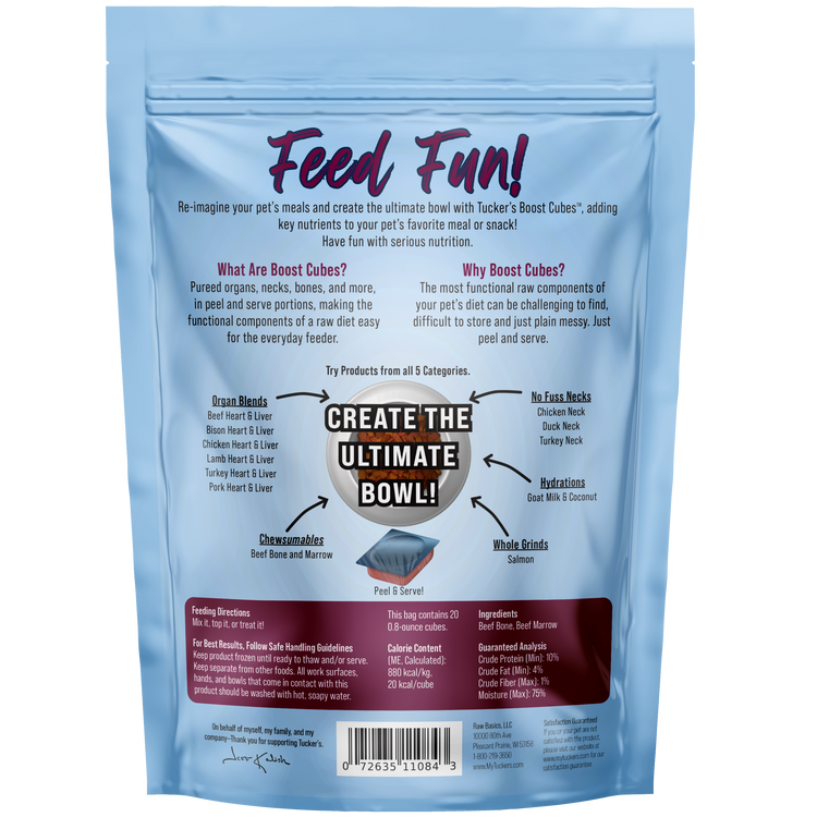 Tucker's Frozen Beef Bone & Marrow Boost Cube